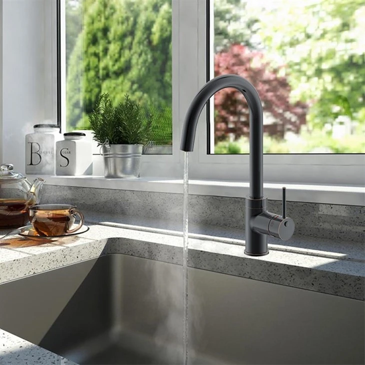 hot water tap black